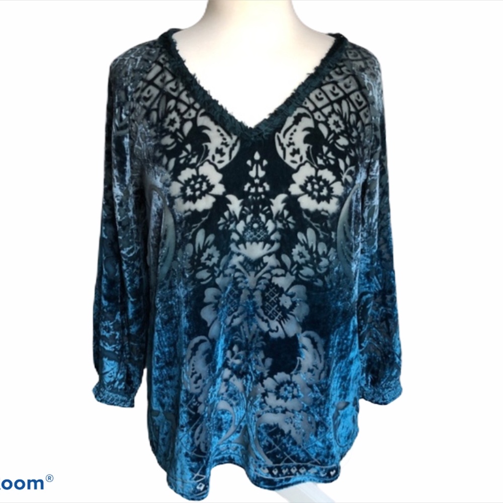 Sundance Silk-blend Teal Velvet Top